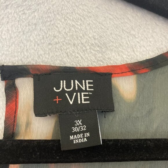 June + Vie Tiered Maxi Dress 3X Red Dark Chiffon Flowy Long Sleeve Whimsigoth - Picture 4 of 16